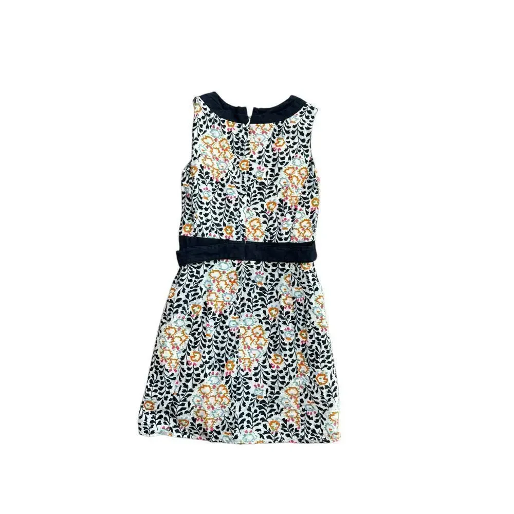 Tory Burch Women's Navy Blue orange Sleeveless Floral Shift Dress Size 8 M